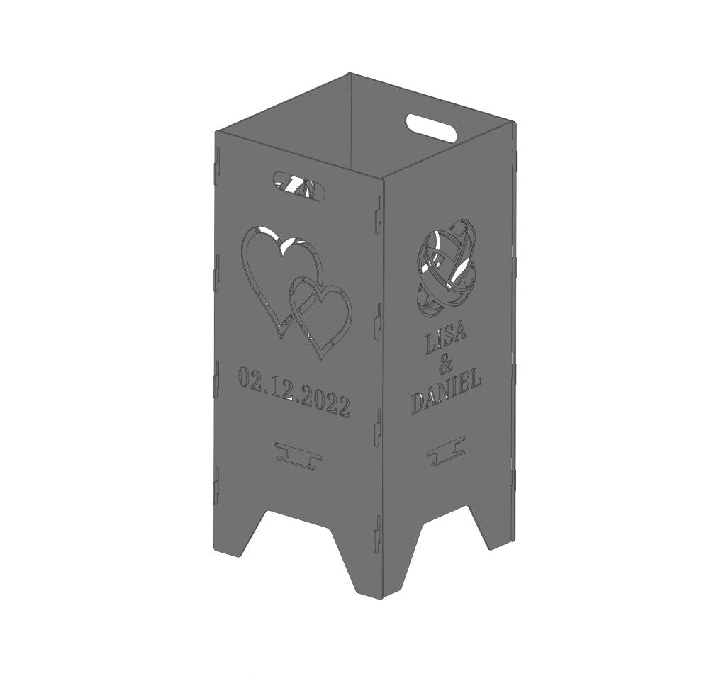 Feuertonne personalisierbar "Hochzeit", 75cm