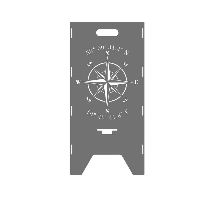 Feuertonne personalisierbar "Kompass mit Koordinaten", 75cm