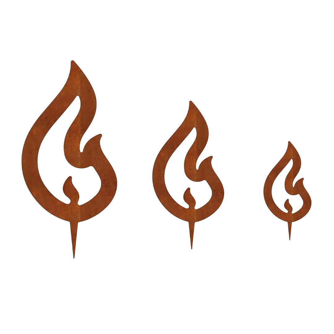 Edelrost Flammen Deko - 3er Set