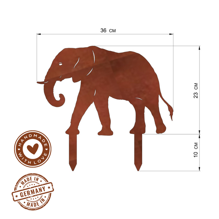 Gartenstecker Elefant "Rüssel nach innen gerollt"