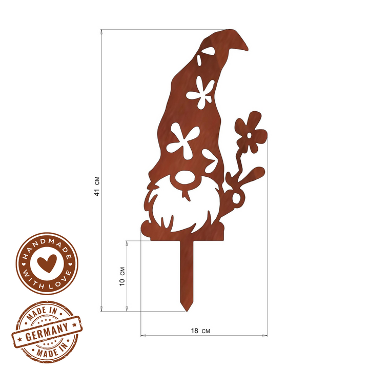 Gartenstecker "Wichtel mit Blumenmütze"