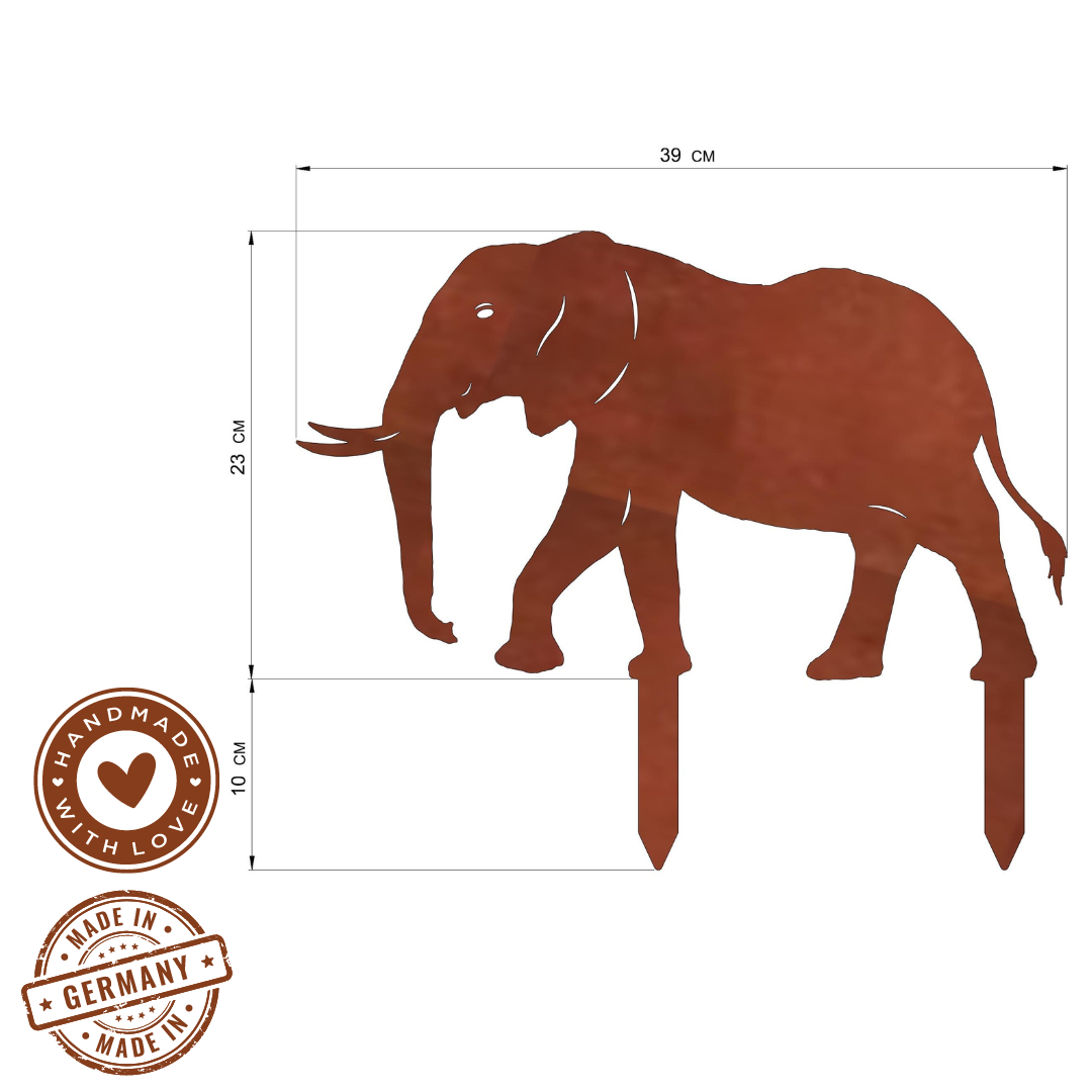 Gartenstecker Elefant "Rüssel unten"