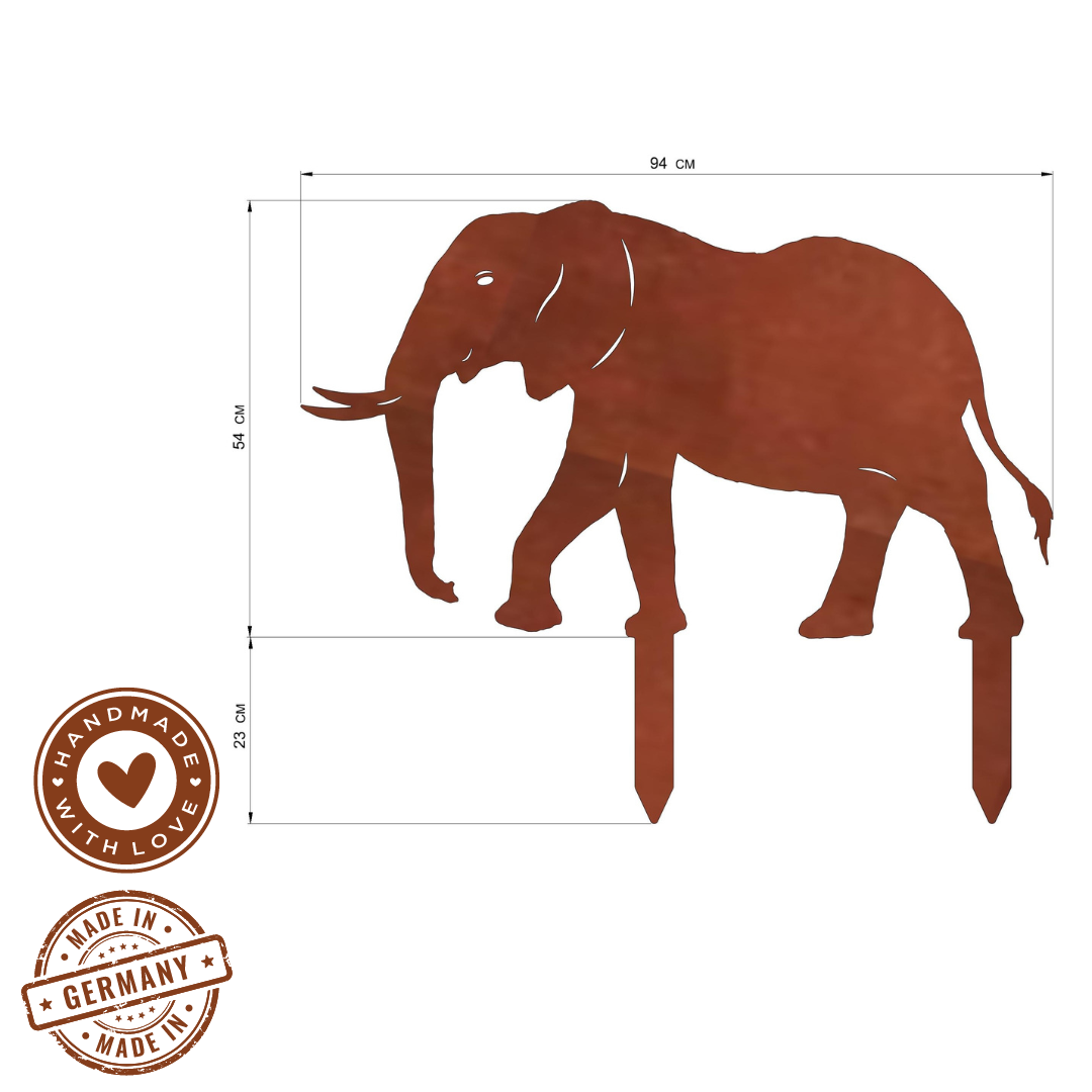 Gartenstecker Elefant "Rüssel unten"