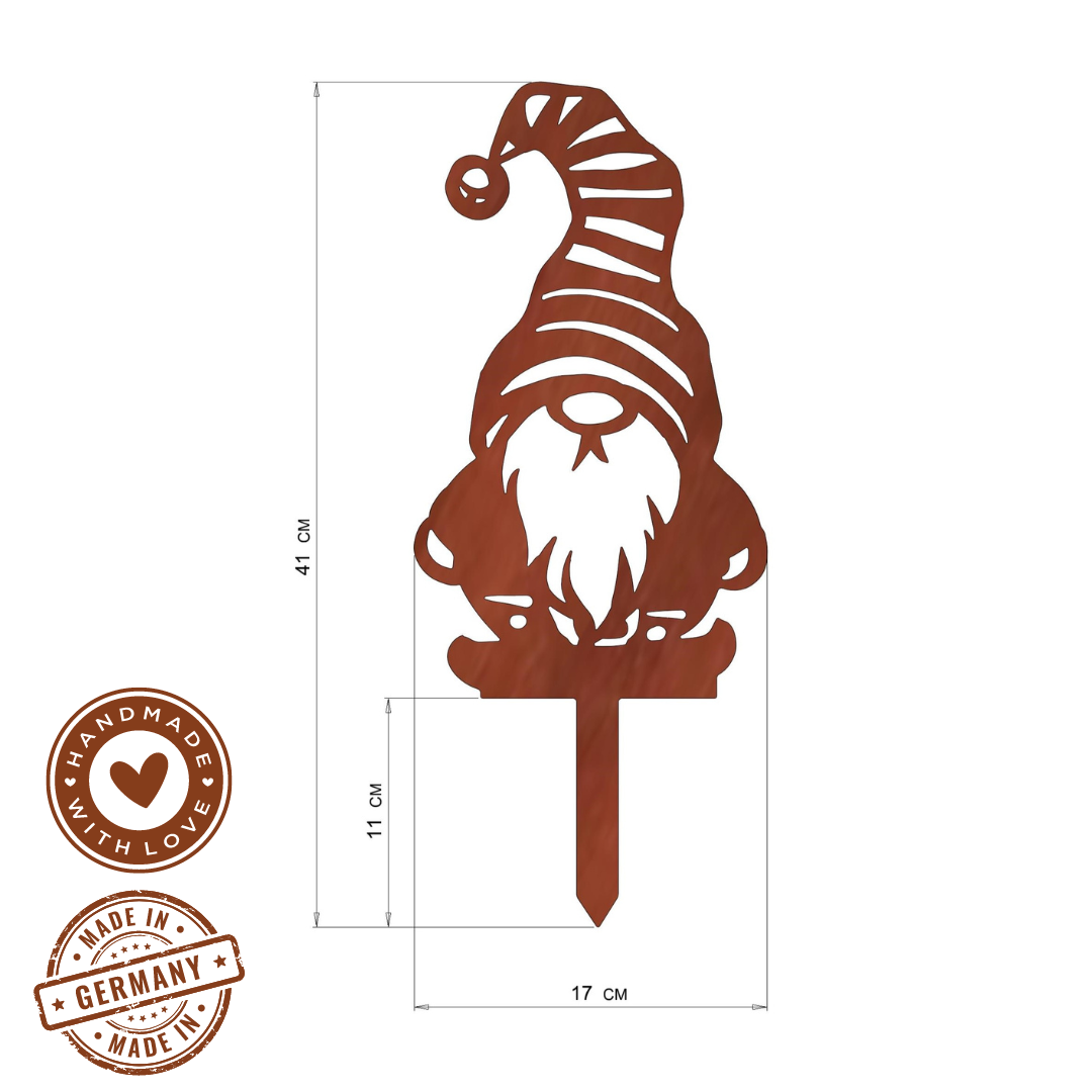 Gartenstecker "Wichtel mit Streifenmütze"