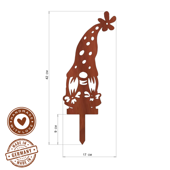 Gartenstecker "Wichtel mit Zöpfen"