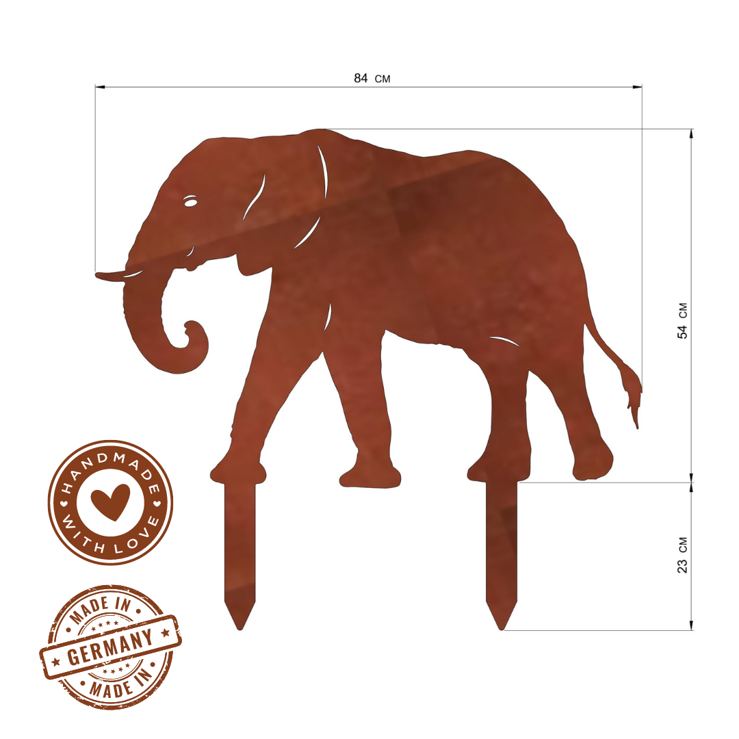 Gartenstecker Elefant "Rüssel nach innen gerollt"