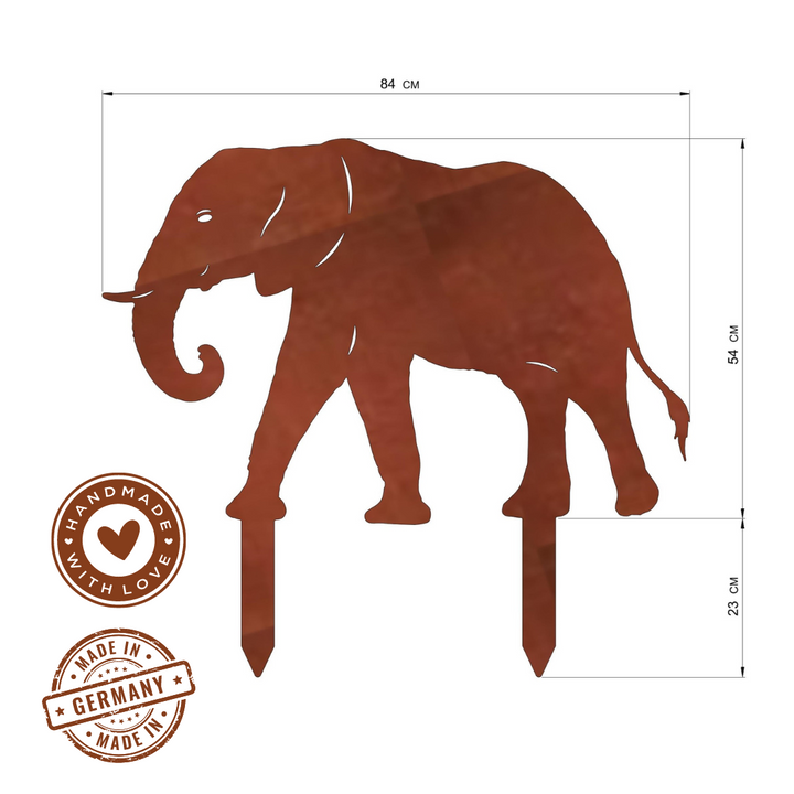 Gartenstecker Elefant "Rüssel nach innen gerollt"