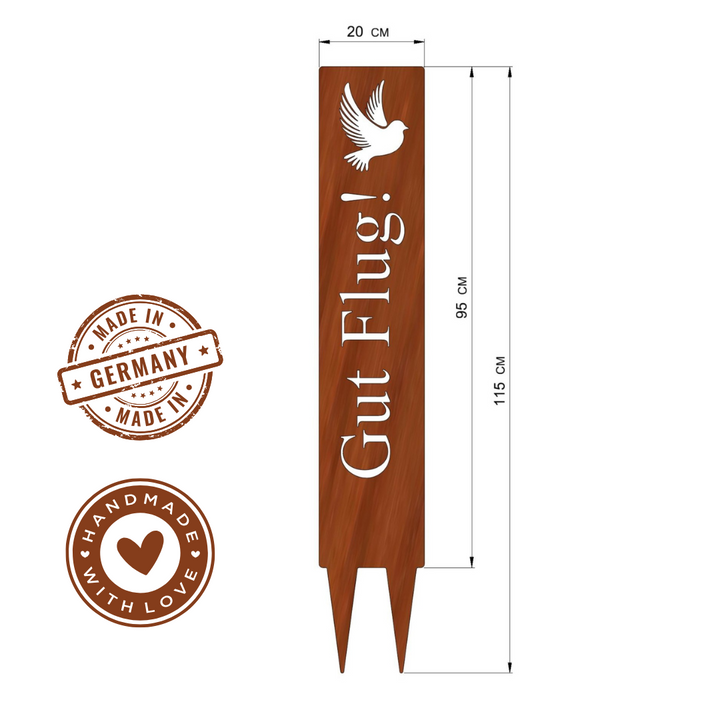 Gartenstele "Gut Flug!"