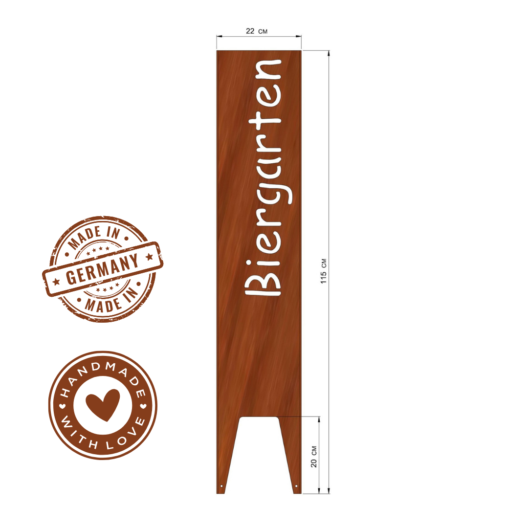 Gartenstele "Biergarten" aus Cortenstahl