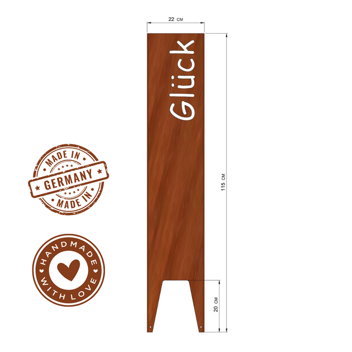 Gartenstele "Glück" aus Cortenstahl