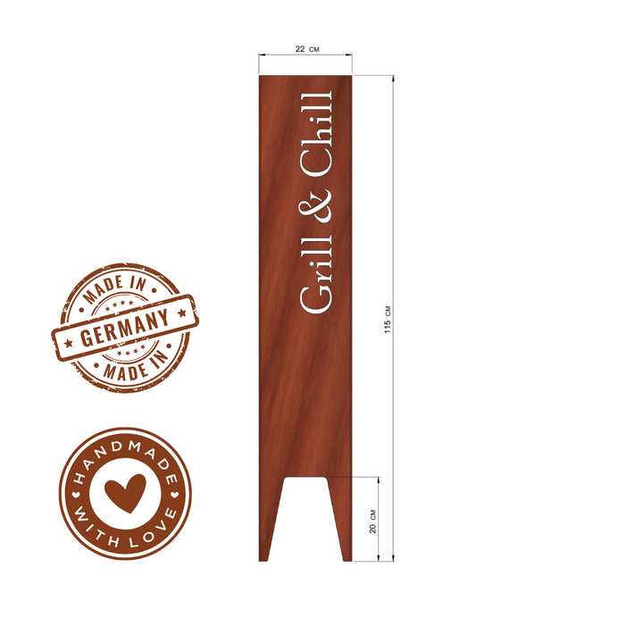 Gartenstele "Grill & Chill" aus Cortenstahl
