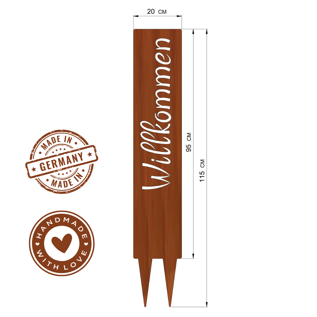 Gartenstele "Willkommen"