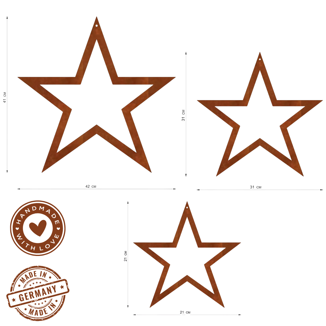 Edelrost Sterne zum Aufhängen