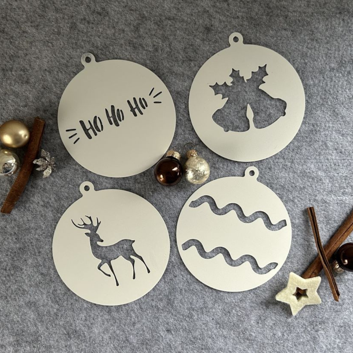 4tlg. Set | Weihnachtsdeko | Baumschmuck | Christbaumschmuck | Weihnachtsanhänger Metall