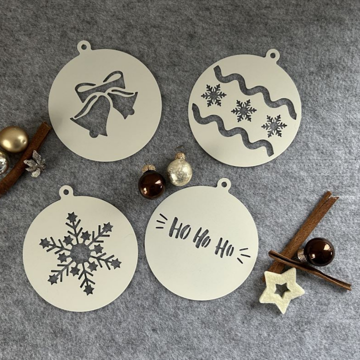 4tlg. Set | Weihnachtsdeko | Baumschmuck | Christbaumschmuck | Weihnachtsanhänger Metall