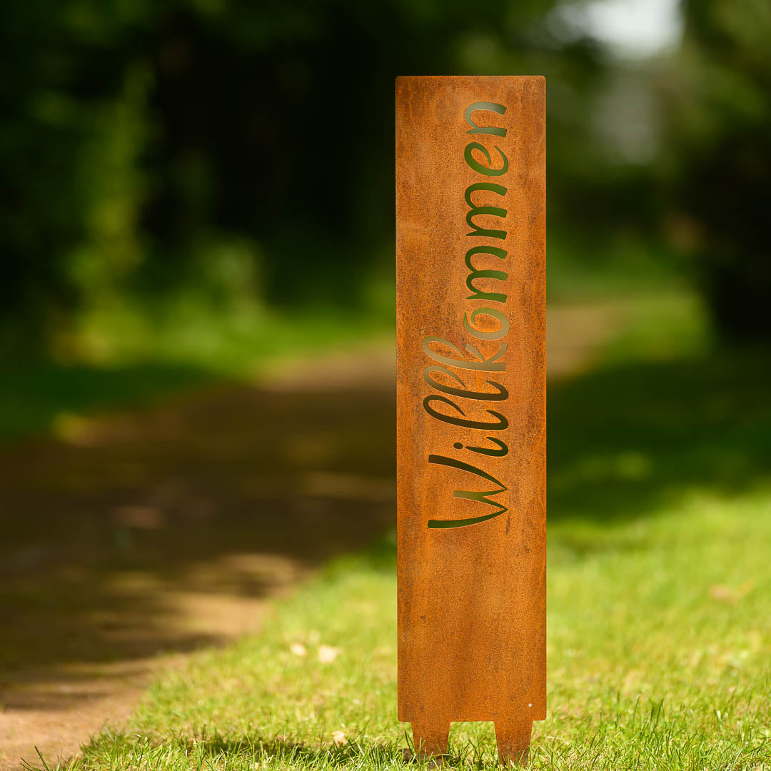 Gartenstele "Willkommen"