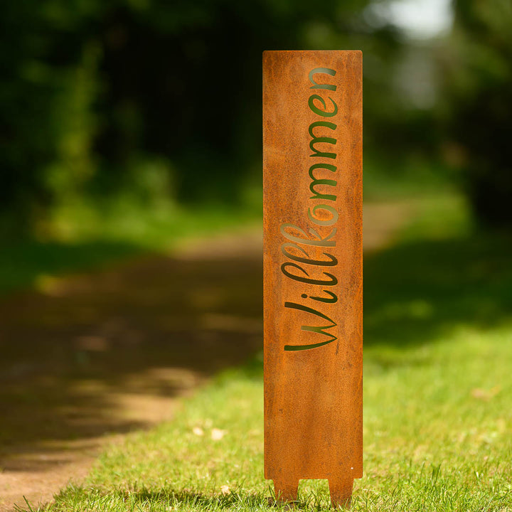 Gartenstele "Willkommen"