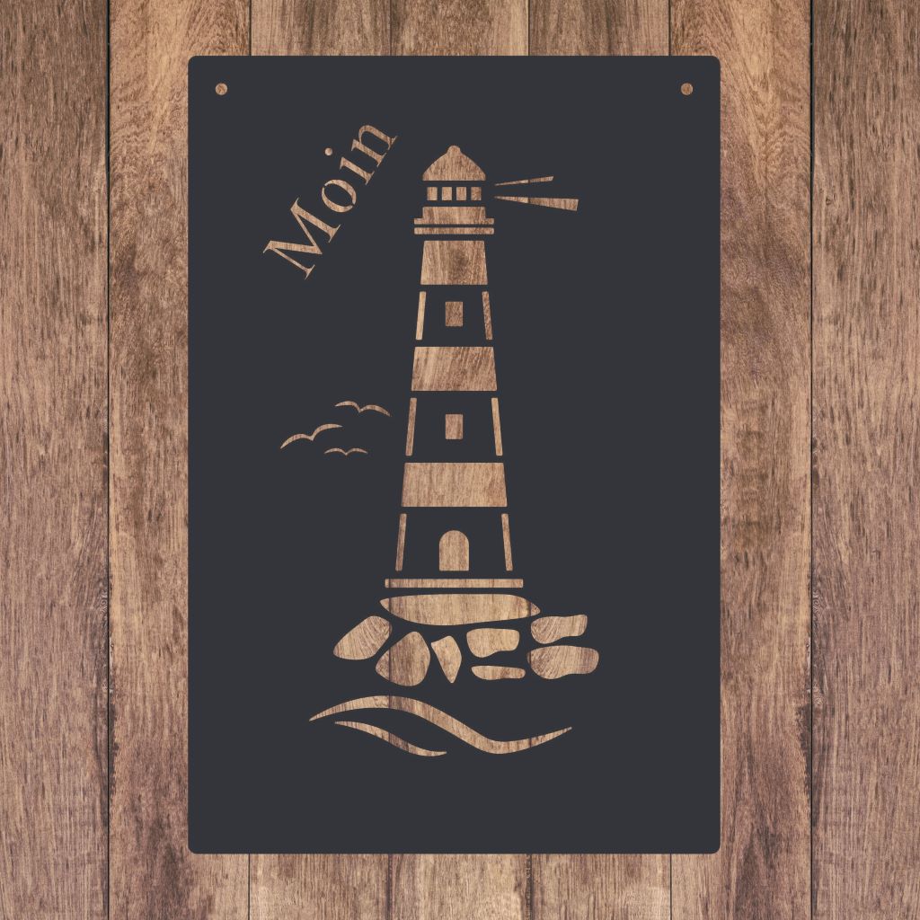Wandbild Leuchtturm "Moin"