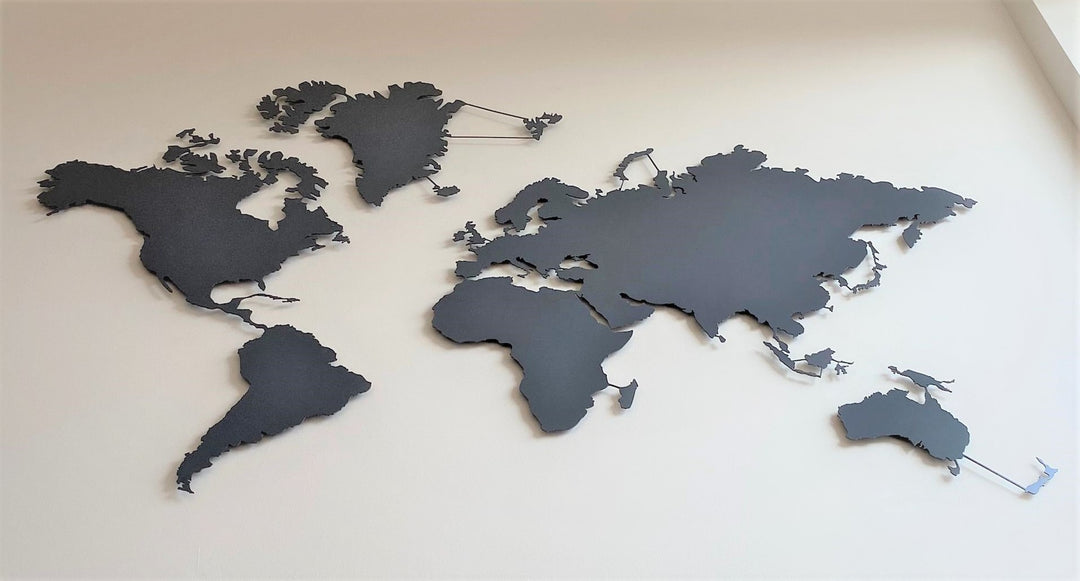 Weltkarte in Anthrazit