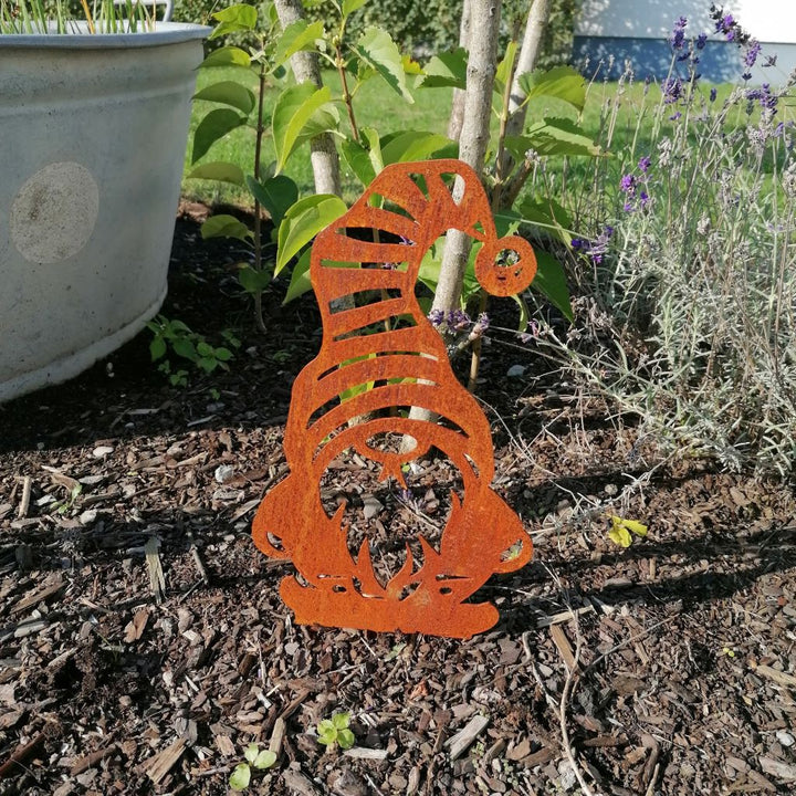 Gartenstecker "Wichtel mit Streifenmütze"