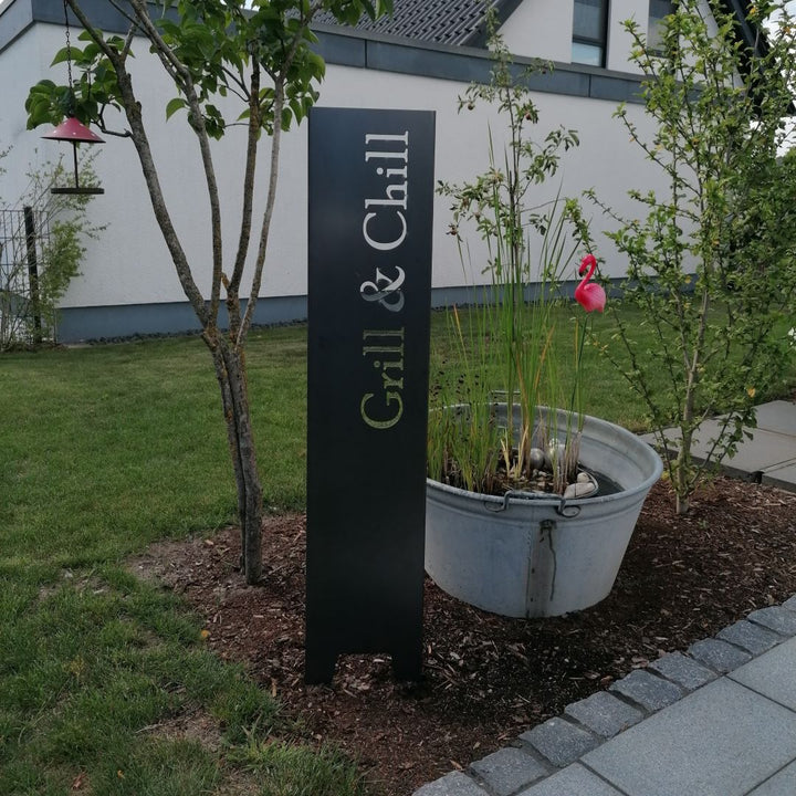 Gartenstele "Grill & Chill" aus Cortenstahl