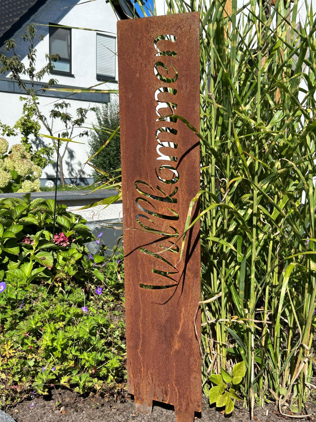 Gartenstele "Willkommen"