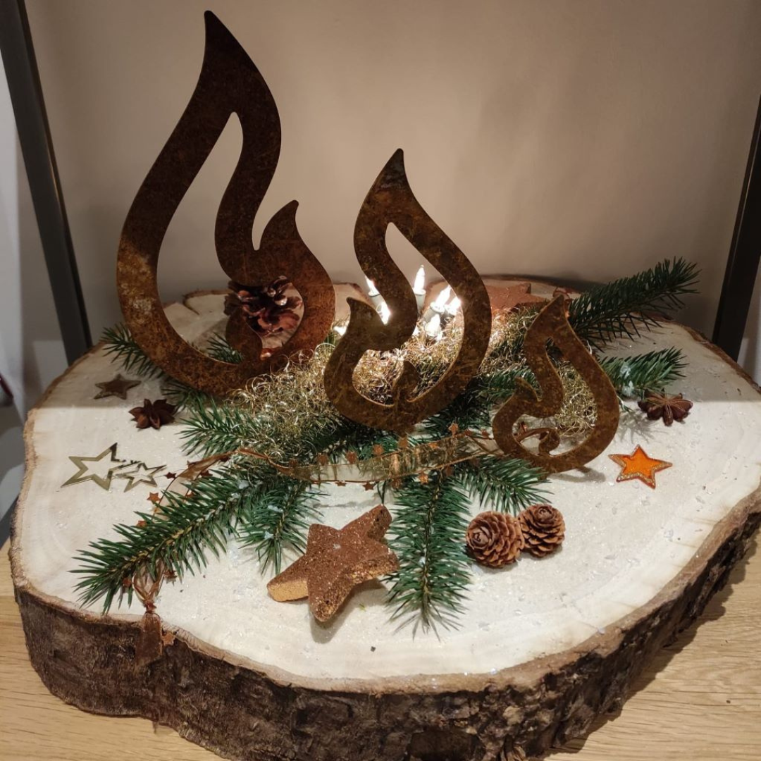 Edelrost Flammen Deko - 3er Set