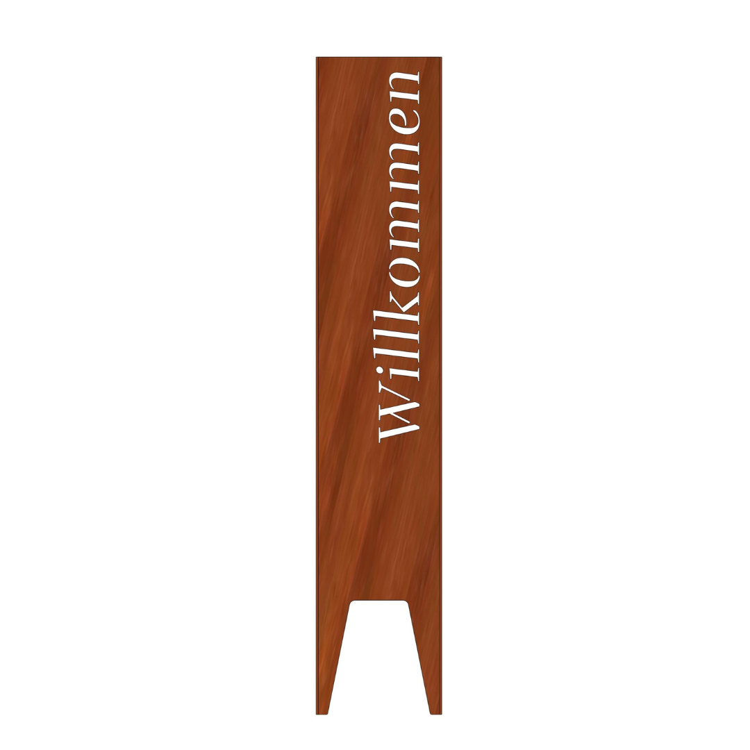 Gartenstele "Willkommen" aus Cortenstahl