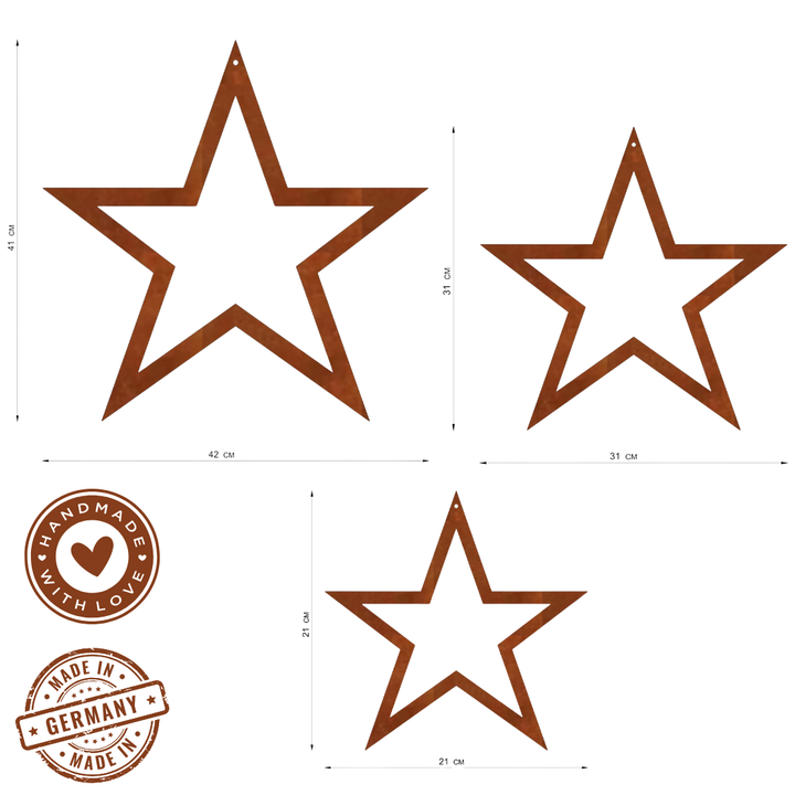 Edelrost Sterne zum Aufhängen