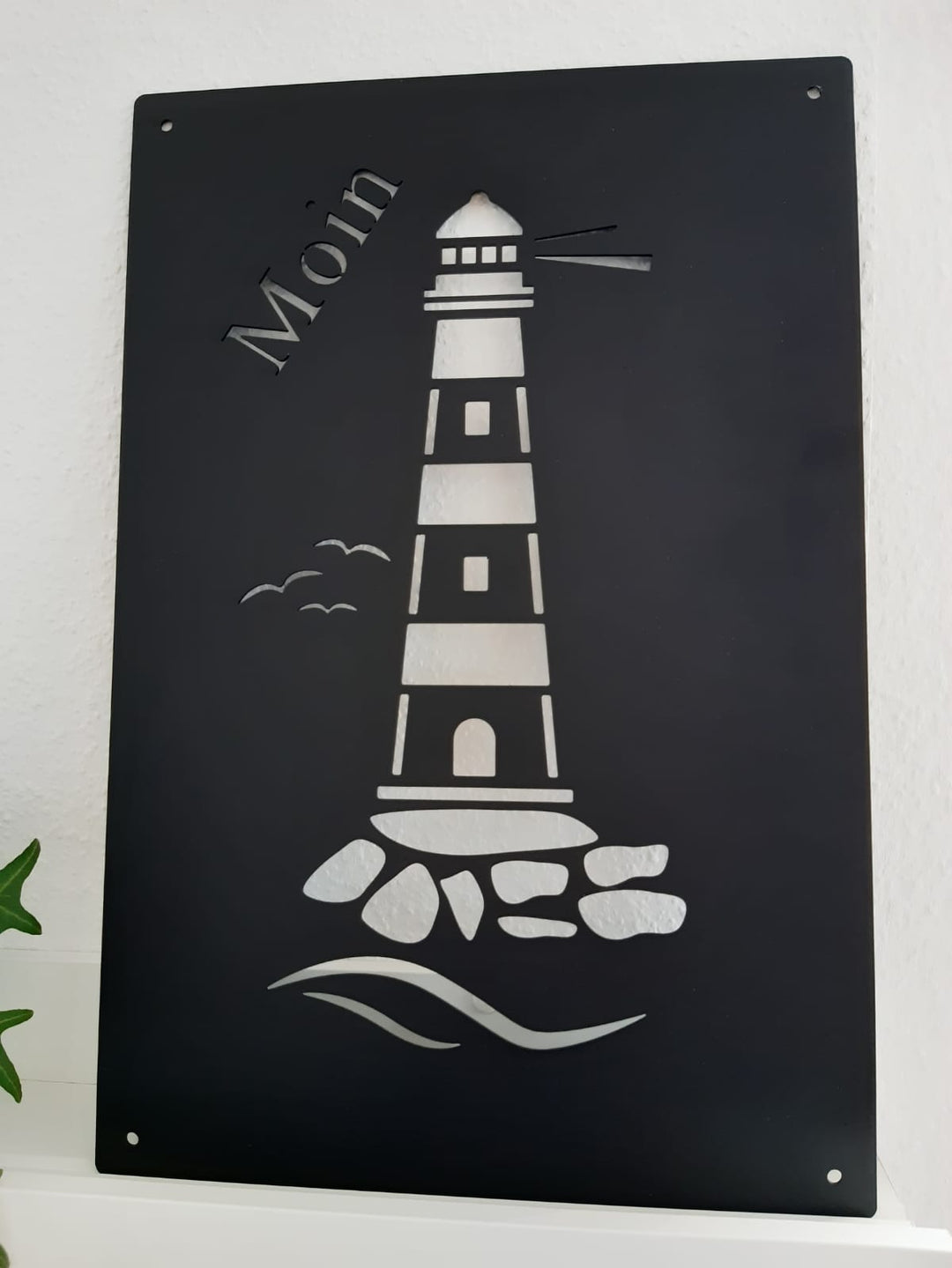 Wandbild Leuchtturm "Moin"