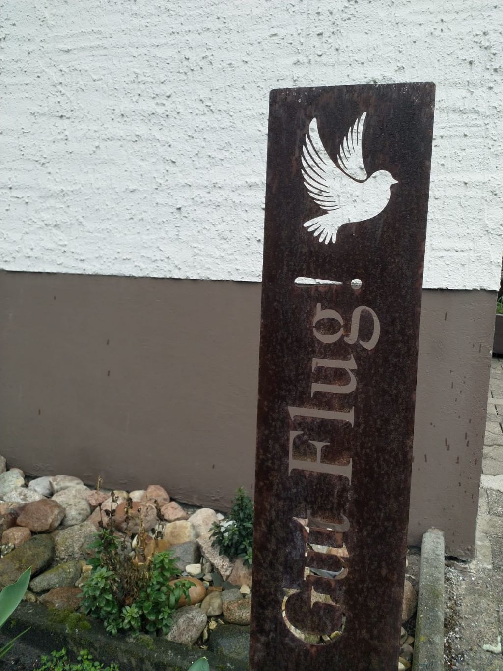 Gartenstele "Gut Flug!"